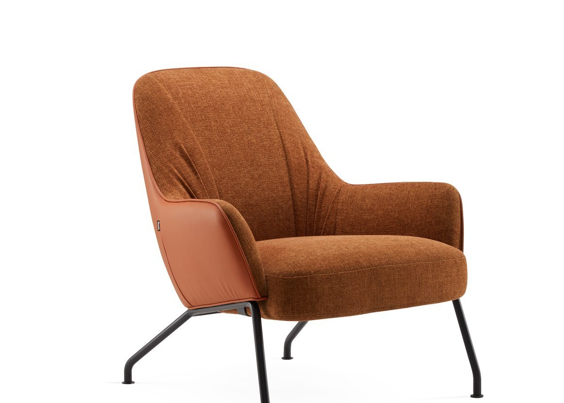 U Series Lounge Sofa Chair With 304 Stainless Steel Frame Full-Grain Saddle Leather