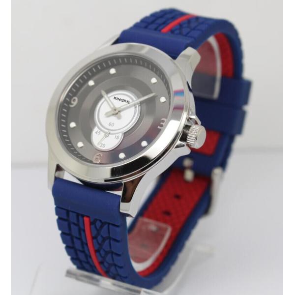 41.0mm men's round rubber band quartz wrist watch with stainless steel case ,special movement