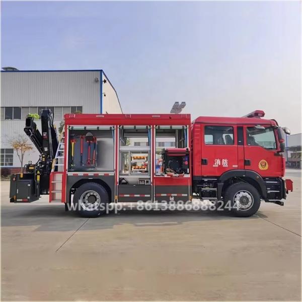SITRAK 4X2 Double Row Rescue Fire Truck With Crane   Lighting   Breaking Life    Rescue  Truck With Crane