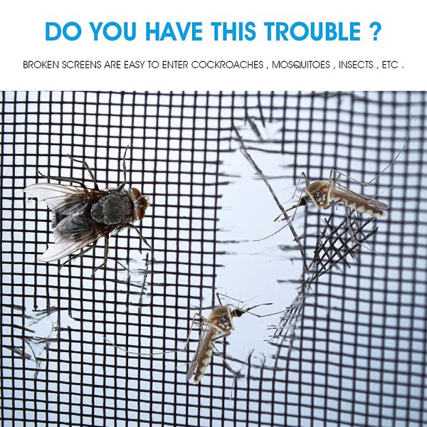 Waterproof Acrylic Window Net Mosquito Net with Hot Melt Adhesive Single Sided 5cm Width for Repairing Torn Screens Masking