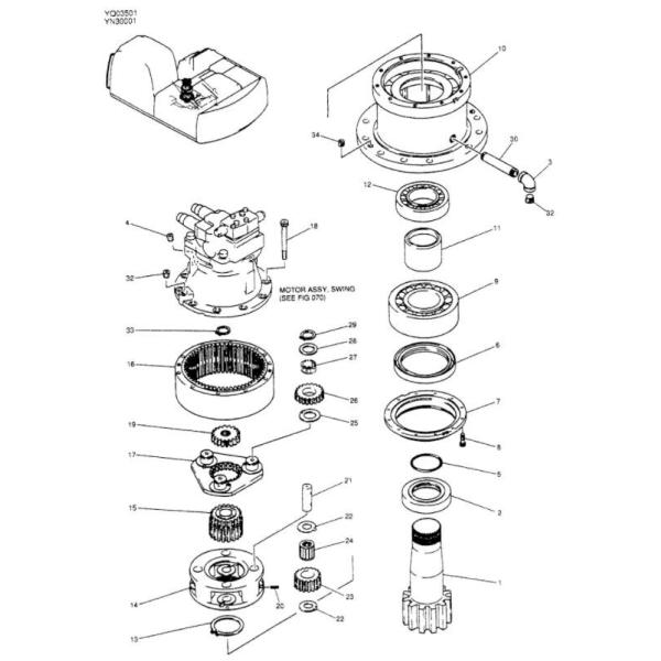 Engranaje de reducción del oscilación del reductor YN32W00004F1 SK200-6 Kobelco del oscilación de SK210-6E Engranaje de reducción del oscilación de SK210-6E YN32W00004F1 SK200-6 Kobelco
