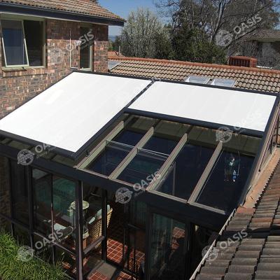 Anti UV Spanish Fabric Electric Shade Awning , Automatic Motorized Sun Shade Awning