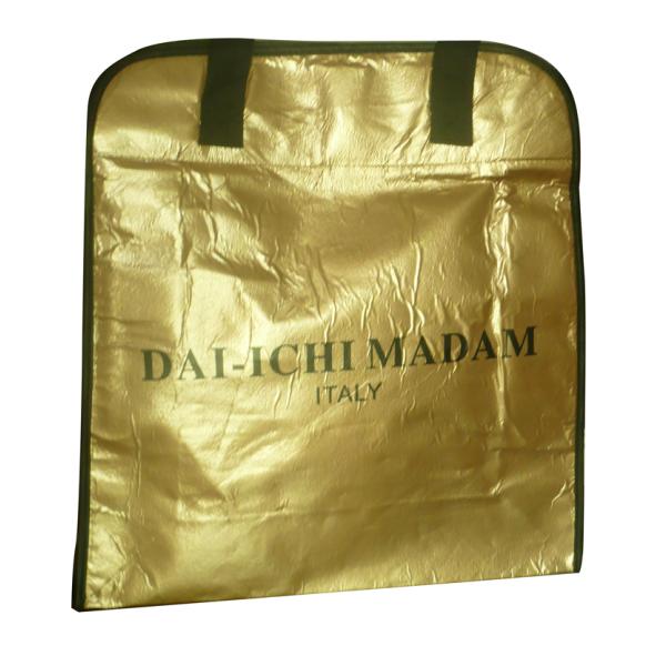 DAI - ICHI MADAM 90g brozen lamination black webbing handy non woven carry bag