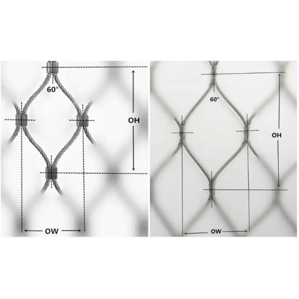304 Stainless Steel Wire Flexible Cable Rope X-Type Infill Rope Mesh Balustrade Protective Net for Handrail/Railing/Staircase/Balcony/Garden/Decorative Building