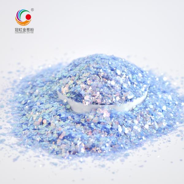 Irregular Chameleon Iridescent Blue Chunky Glitter In Bulk High Flash Cosmetic Grade