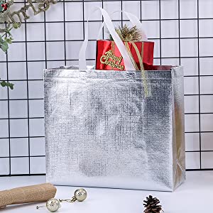 Silvery Bags, Golden bags, Handle bags, Durable Reusable Medium Non-woven Gift Bag Set Of 5,Shopping Bag,Promotional Bag