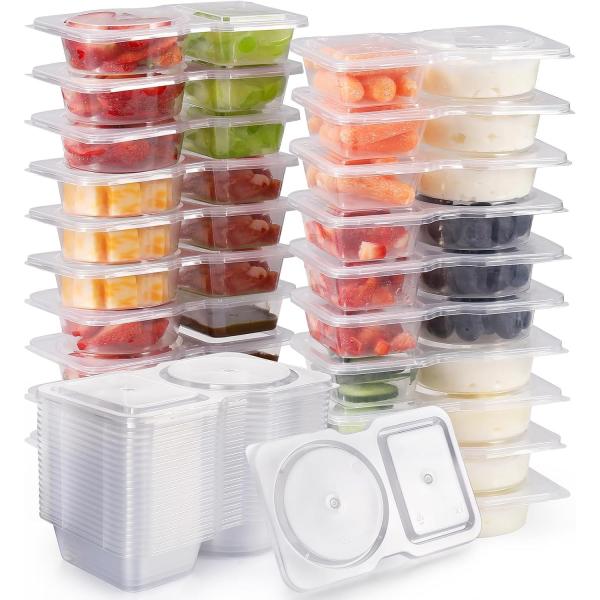 PP Disposable Bowl for Sauces and Dressings Microwaveable Leak-Proof Sealing 5-50ml Capacity Easy-Tear Opening 8-15cm Length