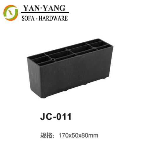 80mm high OEM black furniture legs injection plastic rectangular sofa legs JC-011