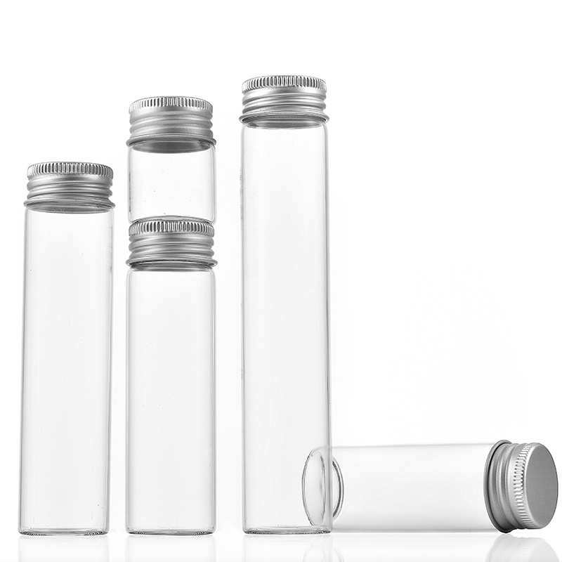 Laboratory Clear Flat Bottom Borosilicate Glass Test Tube Glass Tube with Screw Cap