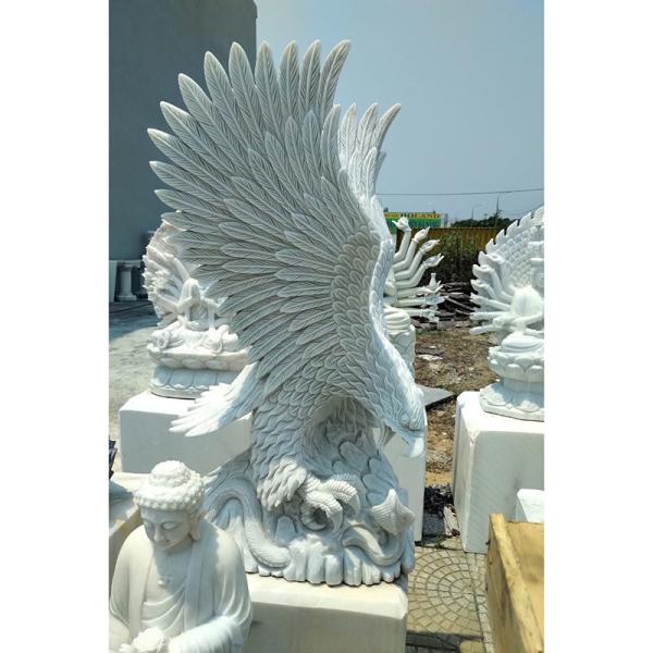 Outdoor Decoration Decorative Garden Large Marble Granite Eagle Sculpture White Stone Eagle Statue For Sale