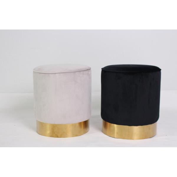 Whoesale wooden round ottoman foot rest ottoman stainless steel base ottoman furniture velvet ottoman stool