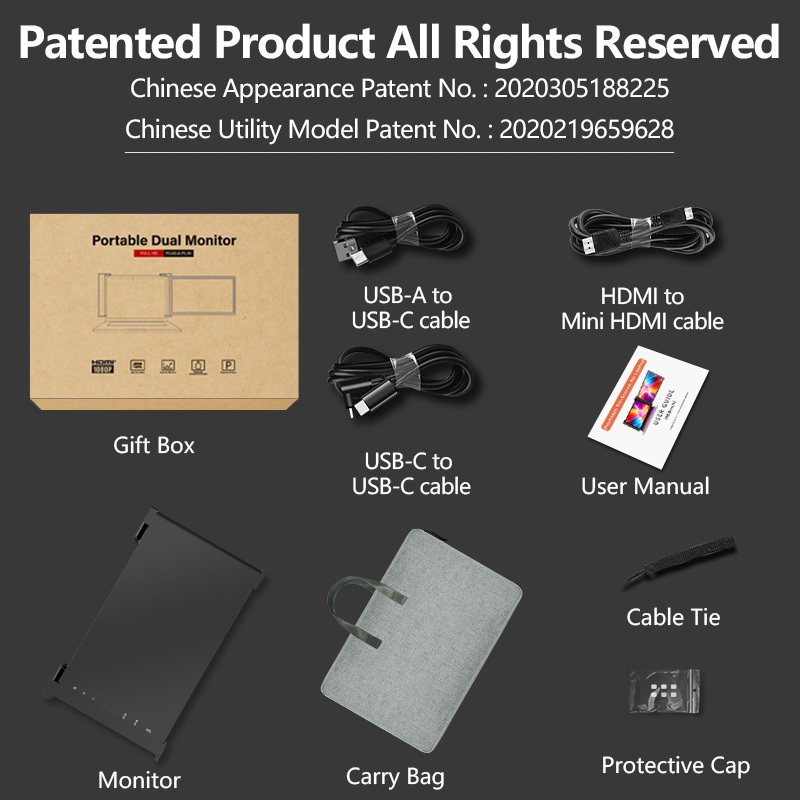15.6 Inch FHD 1080P IPS Portable Second Monitor For Macbook Pro