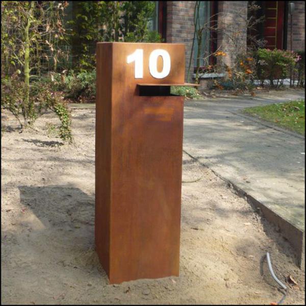 Escultura moderna de jardim de aço ao ar livre caixa de correio e correio