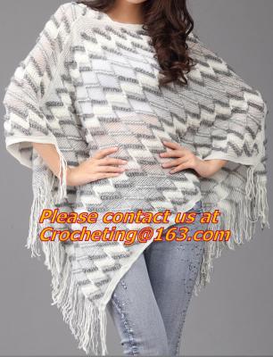 Crochet, Women Sweater Ladies Tassels Poncho Long Knitted Pullovers Knitted Cape Coat
