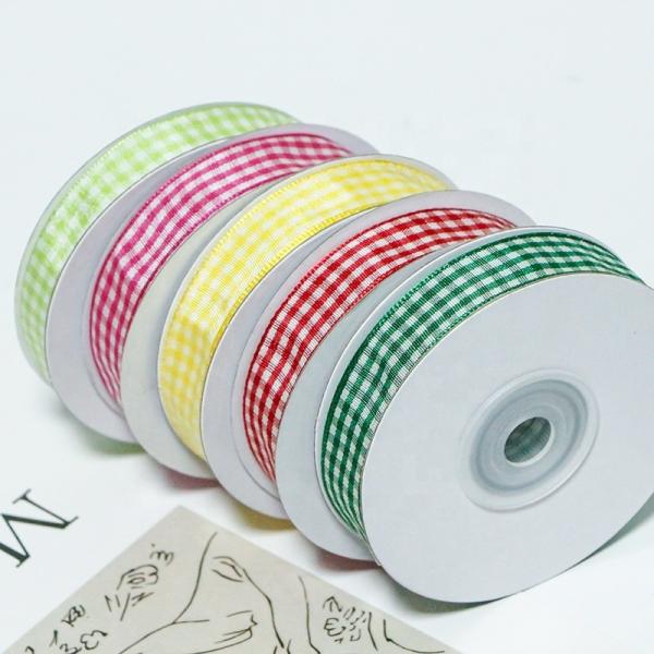 Jacquard 10mm Plaid Ribbon Wired Burlap Ribbon in Various Colors for and Customizable