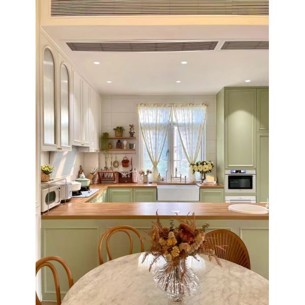 Shaker  Lacquer Finish Cabinets French Style Acrylic Solid Wood Kitchen Cabinets