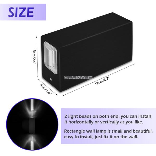Rectangle Narrow Beam Angle 6W LED Wall Light With Cree LED Chips
