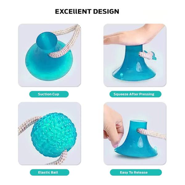 Pet Dog Self Play Tug Pull Force Vent Durable Strong Teeth Cleaning Suction Cup TPR