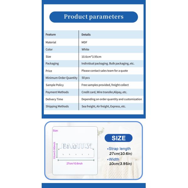 ZELOYAUT Wholesale Sublimation Blanks New Convenient Key Holder With Words for House Decor Novelty Hooks Personalized DIY Gift