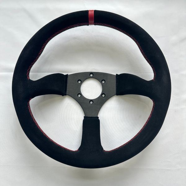 DELUXON 350mm Deep Dish 65mm Racing Steering Wheel 6 Bolt Universal Suede Performance Wheel