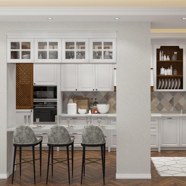 Readymade Kitchen Cabinets Traditional Style Frameless Brushed Nickel Hardware