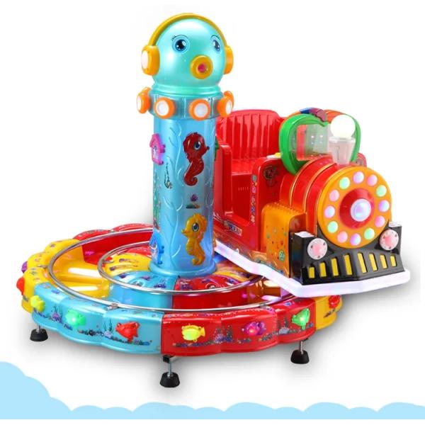 Amusement Park Arcade Carousel Kiddie Ride With Rail Trackless Train