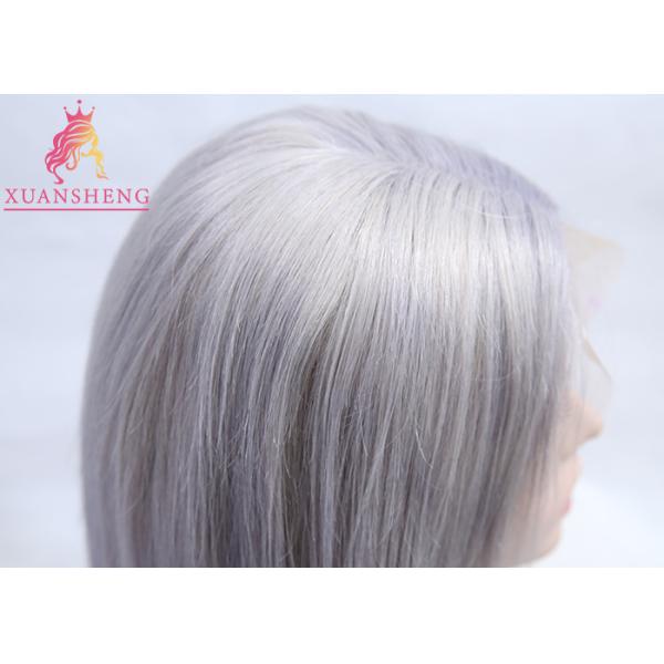 Colored Grey Human Hair Lace Front Bob Wigs , Virgin Human Hair Wigs