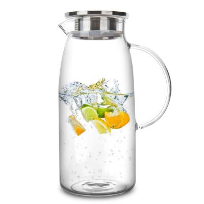 Borosilicate Insulated Pitcher With Lid , Pyrex Glass Water Jug For Fridge Door