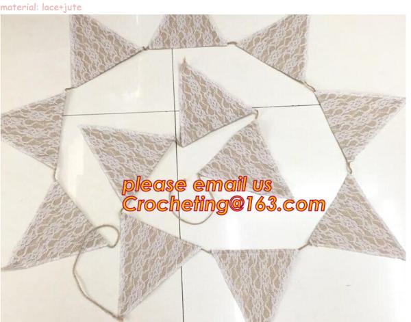 3M Vintage wedding birthday party decoration Chic burlap linen lace jute garland bunting banner