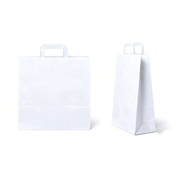 Custom Logo Color Wholesale Disposable Flat Handle Kraft Carrier Paper Bag Premium Bags With Flat Handle For Shopping Craft&Gift