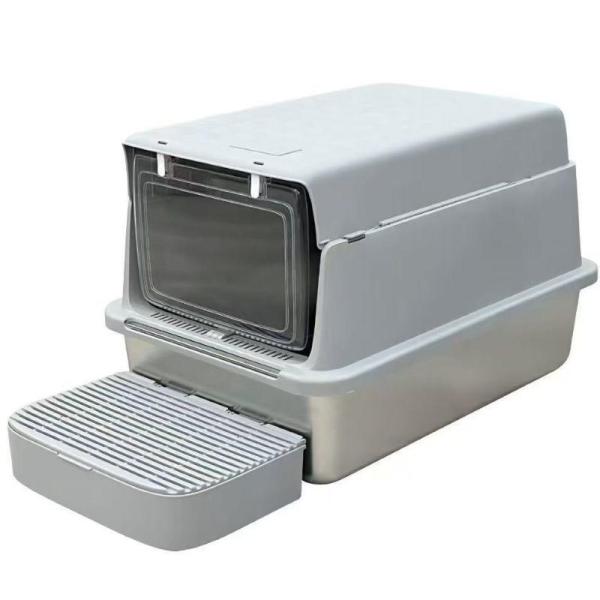 Extra Large Stainless Steel Cat Litter Box Smell Proof Litter Pan Sandbox Clean Products 60*39*40 Cm Acceptable OEM/ODM For Cats