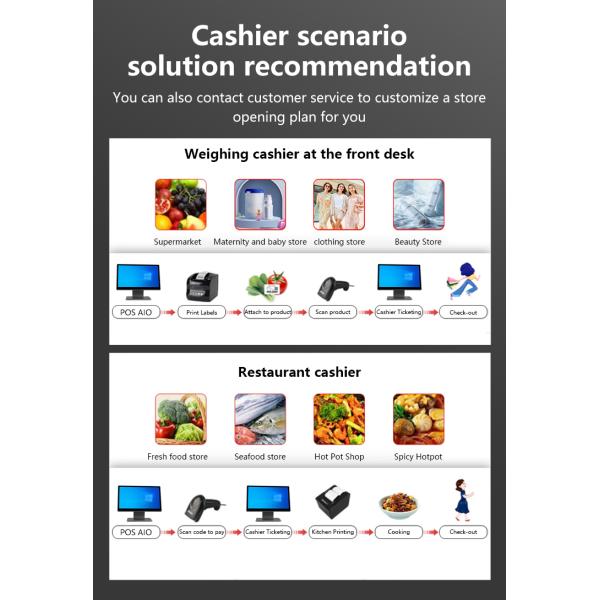 4GB DDR3 Memory 15.6 Inch Point of Sale POS Terminal for Restaurant All in One Touch POS Machine Win POS Systems