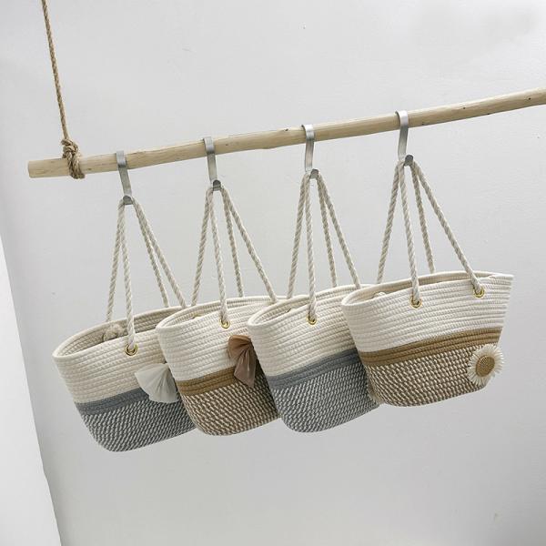 Crochet Raffia Knot Handbags Summer Beach Straw Knot Bag Fashion Summer High Quality Ladies Crochet Raffia Straw Beach Bag Tote Bag Striped Big Hand Bags