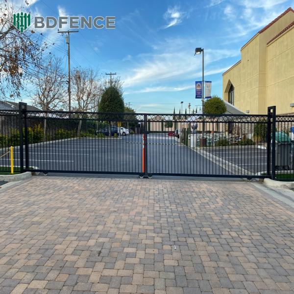 Fire Escape Black Tubular Metal Fence Emergency Access
