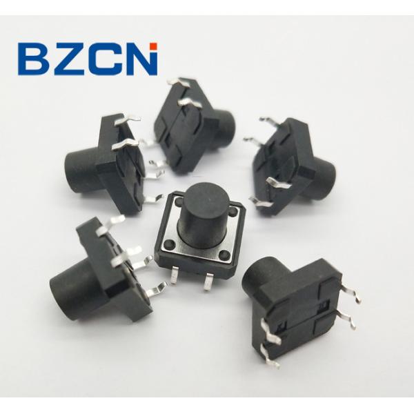 Black Momentary 12mm Tactile Switch High Operation Force With 50mA Rating
