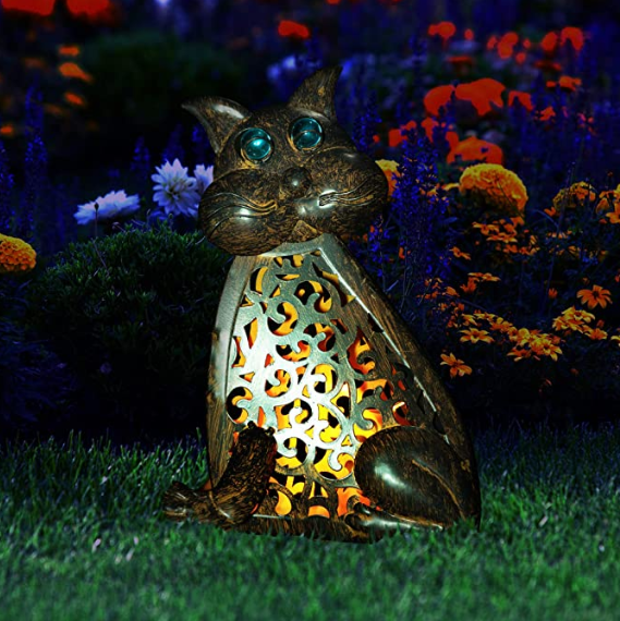 Metal 9.8 Inches 0.01W Cat Solar Garden Lights