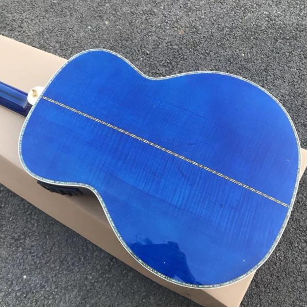 Best jumbo Blue flame maple wood acoustic Guitar Solid ebony Guitarra Customized acoustic 43 inch Jumbo guitar