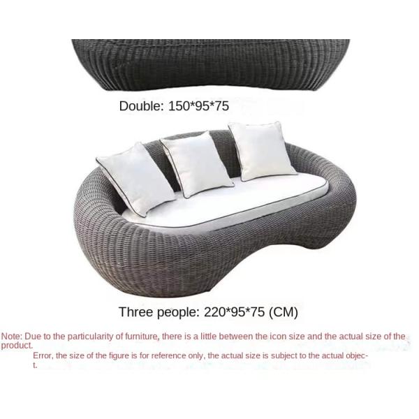 Hotel Outdoor Light Luxury Ellipse PE Rattan Sofa Set Patio Garden Waterproof Metal Furniture