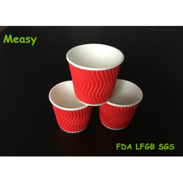 4OZ Red Wave disposable paper tea cups For Hot Drink , Custom Logo