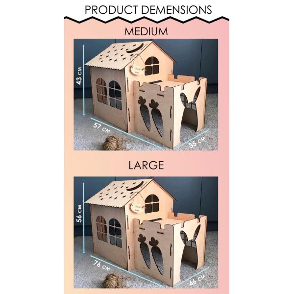 4mm Birch Plywood Rabbit Bunny House 76x46x56cm wooden rabbit furniture