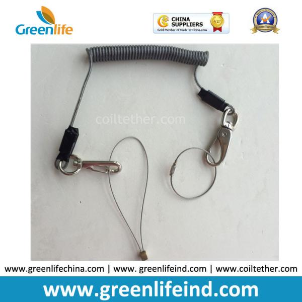 Safety Scaffolding Spanner Tools Leash Translucent Black 15cm Spring Steel Coil Lanyard Strap