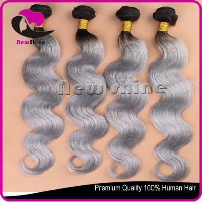 Free Shipping Ombre Grey Two Tone 10A Grades 100% Brazilian Human Hair With 4*4inch Lace Closure 1B/Grey Match