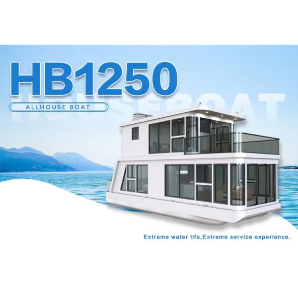 Small 2 Deck Aluminum House Boat Custom luxury Pontoon Houseboat 25 People