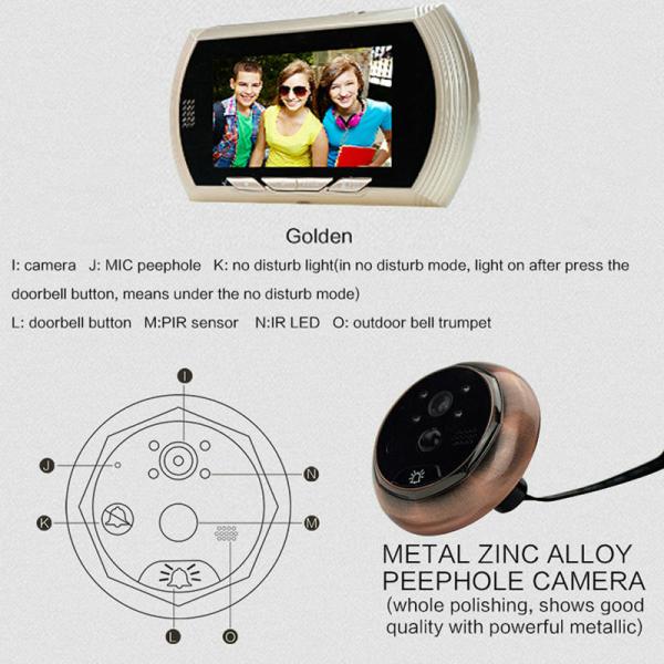 4.3 Digital Door Peephole Viewer Photo Video Camera Recorder Home Security Smart PIR Video Doorbell IR LED Night Vision