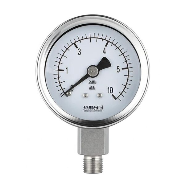 316 Stainless Steel 50mm Vibration Resistant Axial Pressure Gauge with Bottom Connection