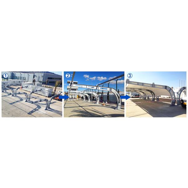 ПВДФ/ПТФЕ Окончание паруса Стальная конструкция 10x20 Металлический гаражный навес