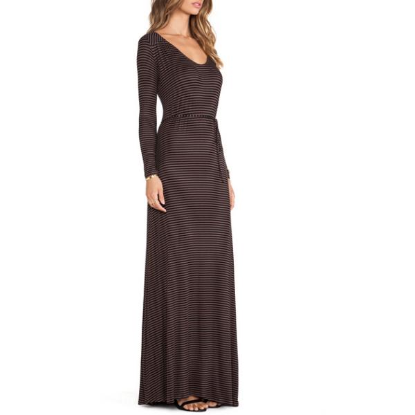 Casual V Neck Floor Length Maxi Dress