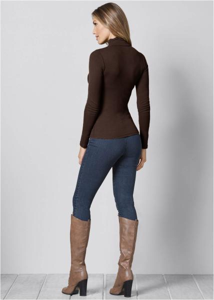 A luva longa do colar de Autumn Slim Fit Sexy High rosqueou a cor pura da forma superior