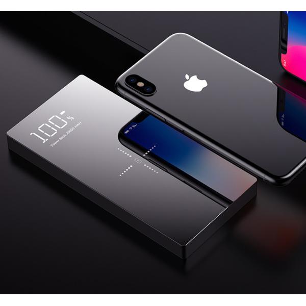 Luxury Temper Glass Dual Port Qi Wireless Charging Power Bank 20000mah Big Capacity