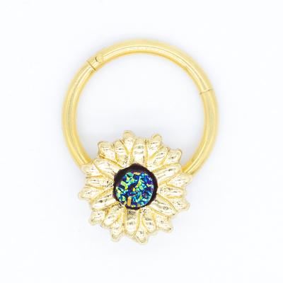 10mm 16G Wedding Nose Piercing Jewelery Gold Flower 316 Stainless Steel